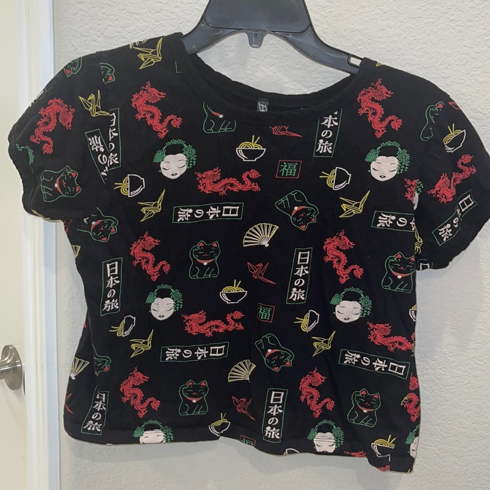 China Style Crop Top Tee Shirt